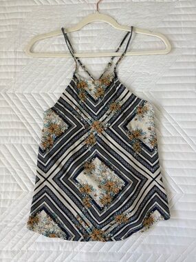Floral Geo-Print Spaghetti Strap Tank Top
